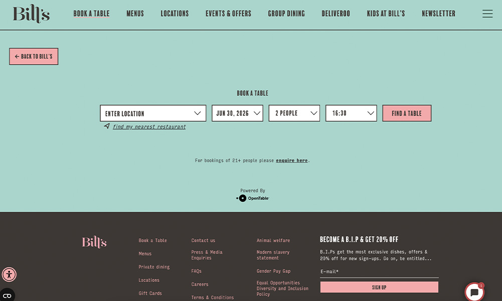 OpenTable booking journey