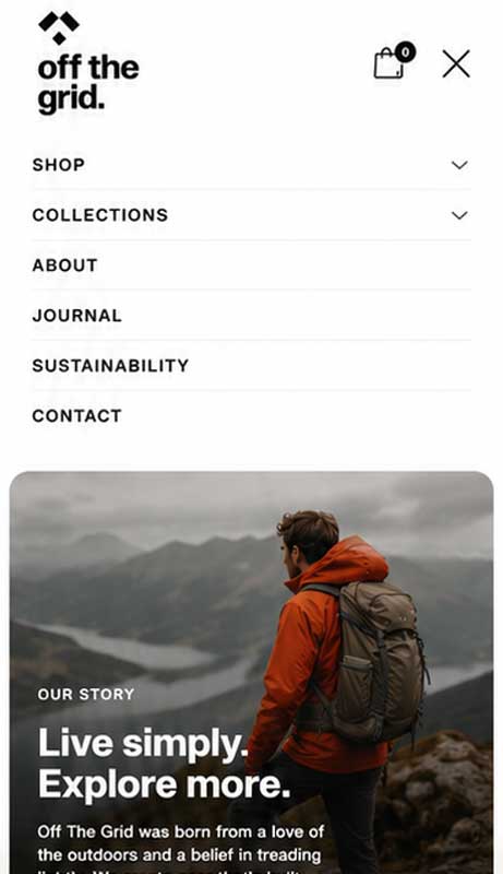 Off The Grid mobile view