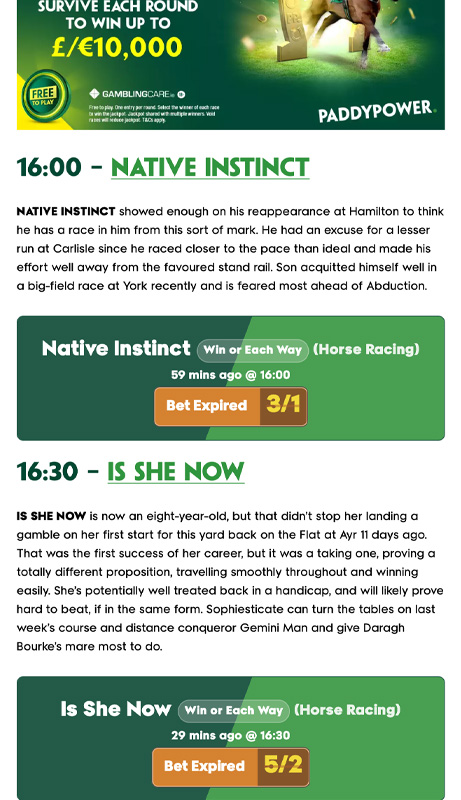 Paddy Power app view