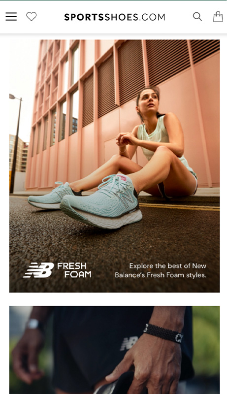 SportsShoes.com mobile view