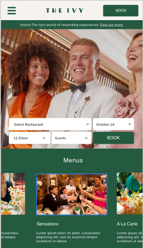 The Ivy mobile view